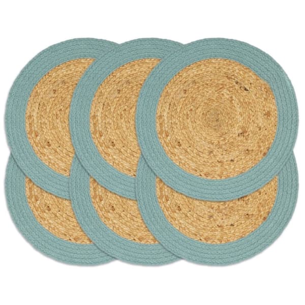 Bordstabletter 6 st naturlig och grön 38 cm jute och bomull