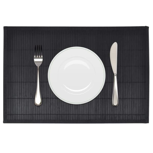 6 Bordstabletter i bambu 30 x 45 cm svart Svart