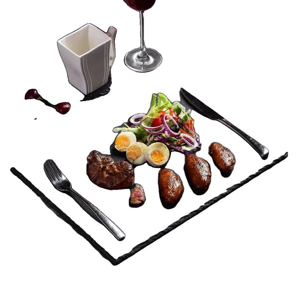 Naturlig Skifer Bordmåtte, Miljøvenligt Design, Unik Håndskåret Finish,sort, 40x30cm