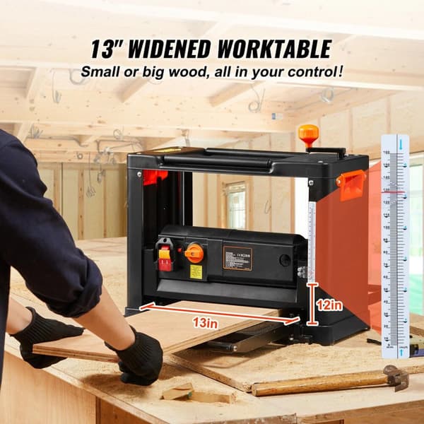13"/33cm 2000W bänkplatta elektrisk trähyvel med 3 blad, 2 hastigheter, låg dammhyvling, 360° vridbart handtag, med säkerhetsskydd