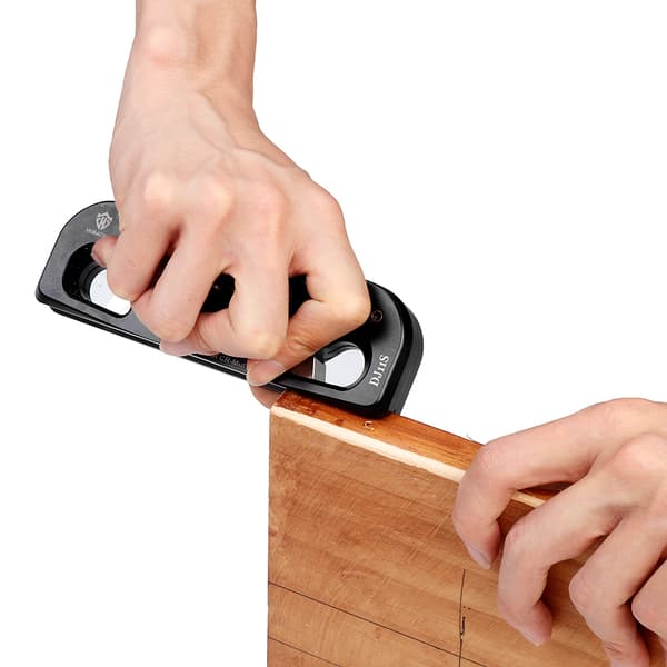 Træbearbejdningsfasede plane, dobbelt skærdedesign, justerbar dybde, inkluderer 3 blade.