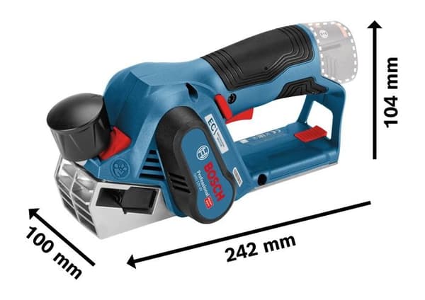 Bosch Professional GHO 12V-20 sladdlös hyvel - 06015A7002 - För hyvling av trä - L-BOXX box ingår