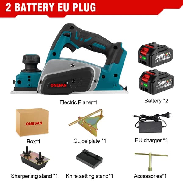Sähkösuunnittelija, 30 000 RPM nopeus, säädettävä leikkaussyvyys,2 Akut EU Plug