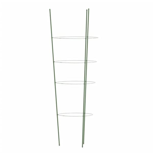 vidaXL Plantestøtter med 4 ringer 5 stk grønn 90 cm stål