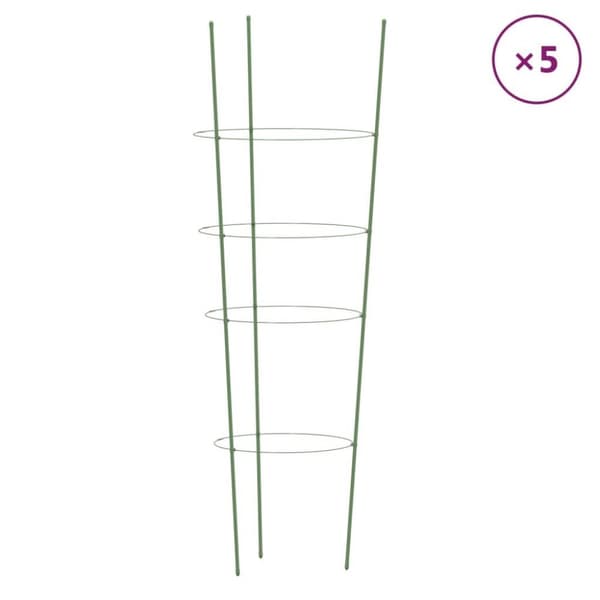 vidaXL plantestativ med 4 ringe 5 stk. 90 cm stål grøn