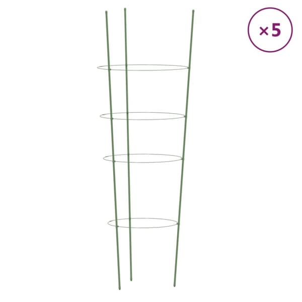Växtstöd med 4 ringar 5 st grön 90 cm stål