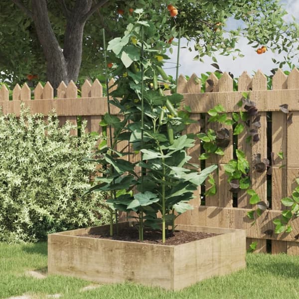 vidaXL plantestativ med 3 ringe 5 stk. 75 cm stål grøn -  Plantesøjler & støttegitre