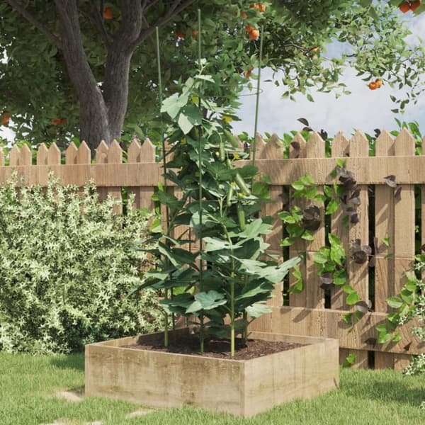 vidaXL plantestativ med 4 ringe 5 stk. 90 cm stål grøn -  Plantesøjler & støttegitre
