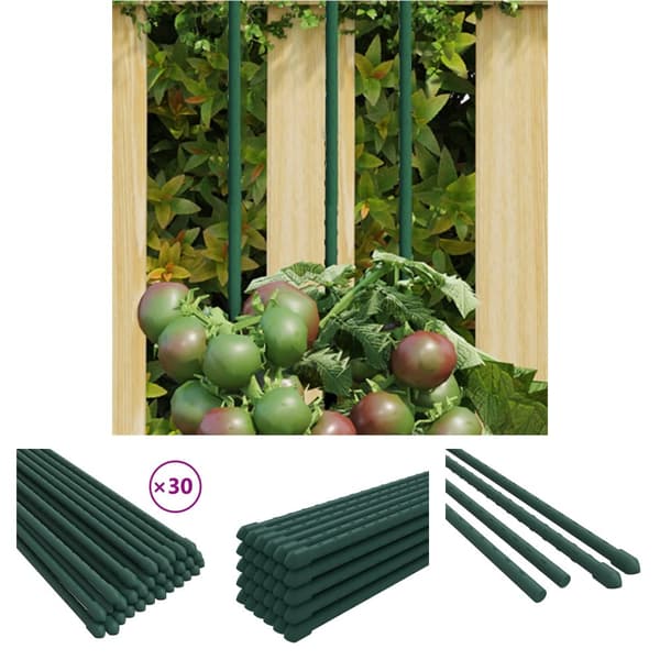 The Living Store plantespyd til haven 30 stk. 150 cm stål grøn -  Plantesøjler & støttegitre