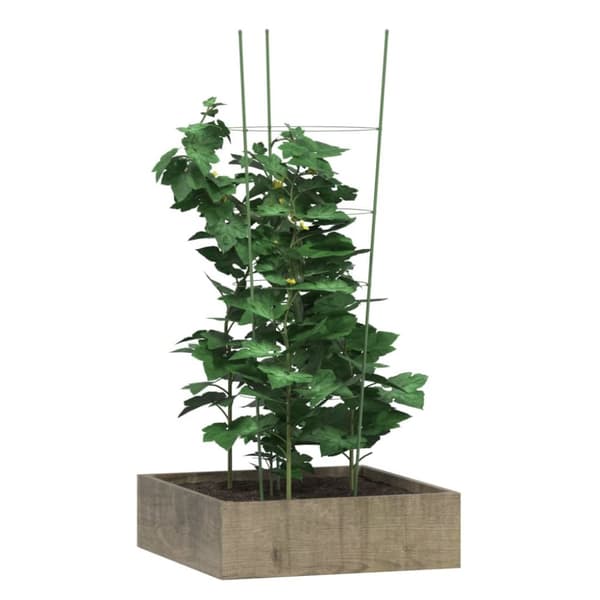 The Living Store plantestativ med 4 ringe 5 stk. 90 cm stål grøn -  Plantesøjler & støttegitre