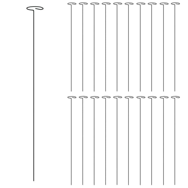 The Living Store plantespyd til haven 20 stk. 61 cm stål mørkegrøn - Plantesøjler & støttegitre
