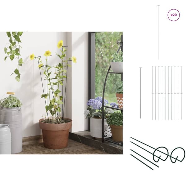 Plantesøjler & støttegitre - Living plantespyd til haven 20 stk. 91 cm stål mørkegrøn