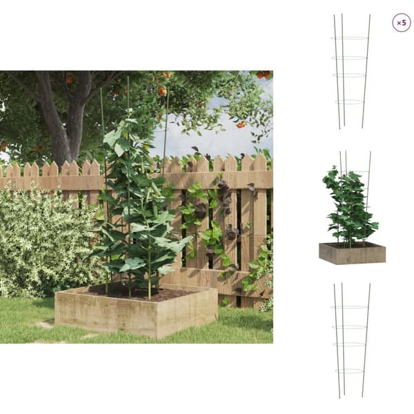 Plantesøjler & støttegitre - Living plantestativ med 4 ringe 5 stk. 90 cm stål grøn