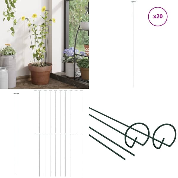 Plantespyd til haven 20 stk. 91 cm stål mørkegrøn - Plantespyd - Plantestøtte - Home & Living