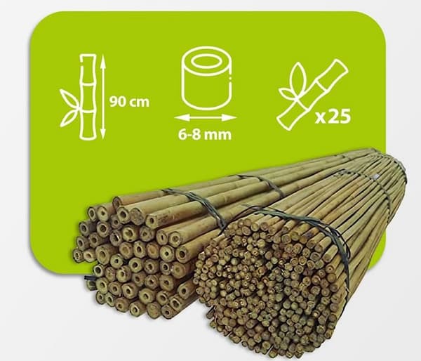 Bambukepit, bambu sauvat 90 cm 6/8 mm /25 kpl/