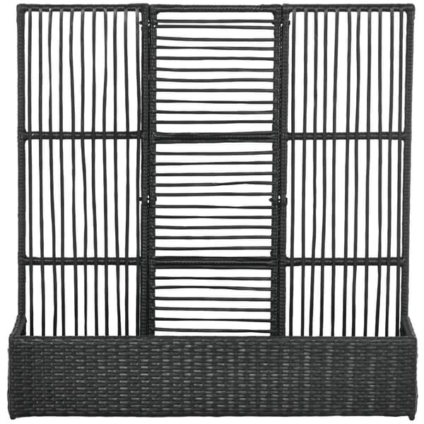 Hævet Blomsterbed med Espalier, Polyrattan, 103x103x29 cm, Sort