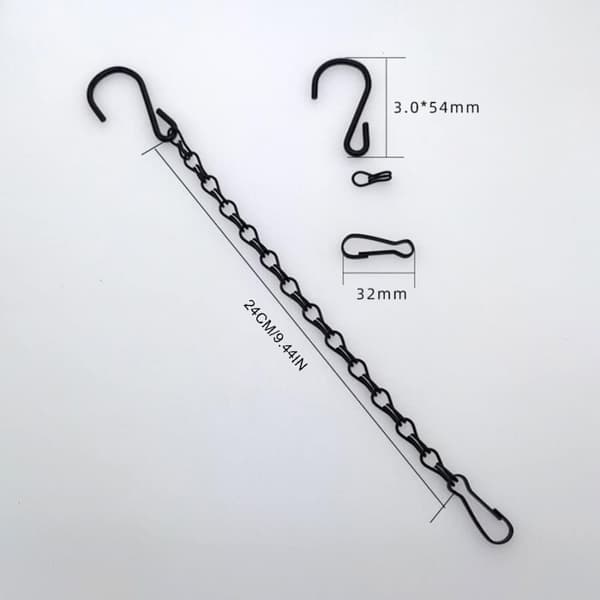 Hængekæde til fuglehuse, planter, lanterner og dekorationer - sort - jern - 24 cm - plantestøtte - have - 4stk