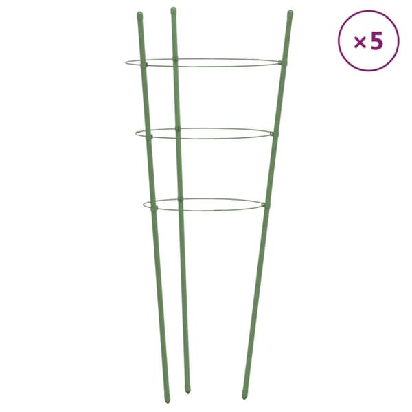Växtstöd med 3 ringar 5 st grön 45 cm stål