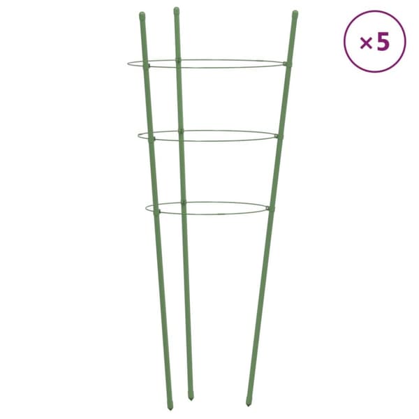 Växtstöd med 3 ringar 5 st grön 60 cm stål