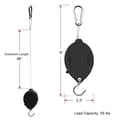 Miniatyrbild 2 av 5: Lollanda Justerbar Växthängare med Pulley, Utdragbar hängande växthängare - Svart, 2-pack för Trädgård