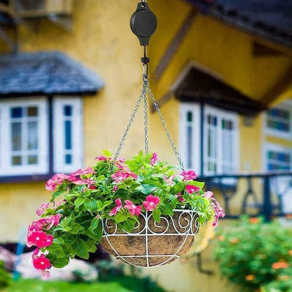 Lollanda 2-Pack Justerbara Upphängningskrokar – Utdragbar Växthängare för Blomkrukor, Höj- och Sänkbar Hängare för Inomhus & Utomhus