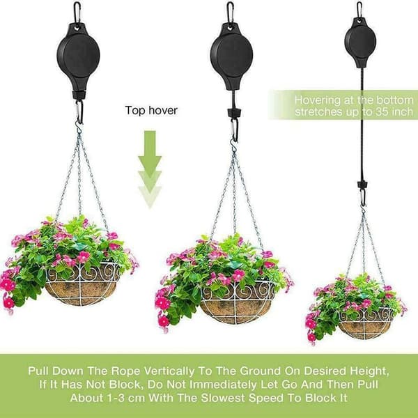 Lollanda 2-Pack Justerbara Upphängningskrokar – Utdragbar Växthängare för Blomkrukor, Höj- och Sänkbar Hängare för Inomhus & Utomhus