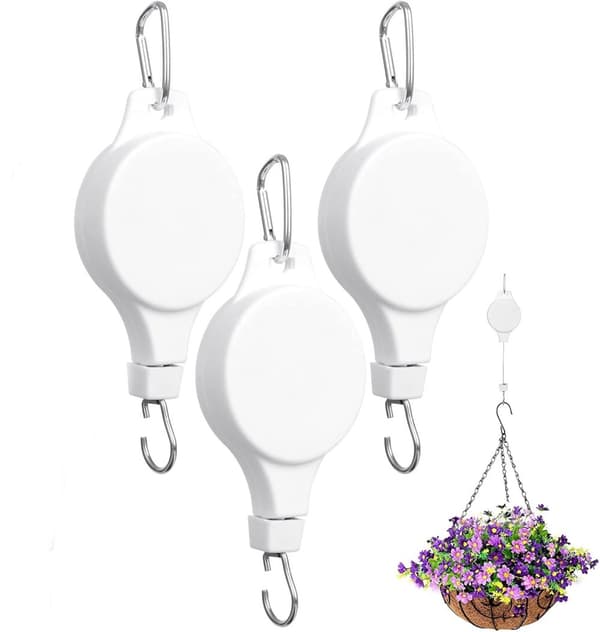 Lollanda 2-Pack Justerbara Upphängningskrokar – Utdragbar Växthängare för Blomkrukor, Höj- och Sänkbar Hängare för Inomhus & Utomhus