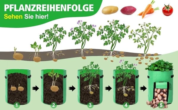 2-pak kartoffeldyrkningspose 10 gallo vel cro vinduesgrøntsagskartofler plantepose åndbare stofpotter med håndtag(2 stk)