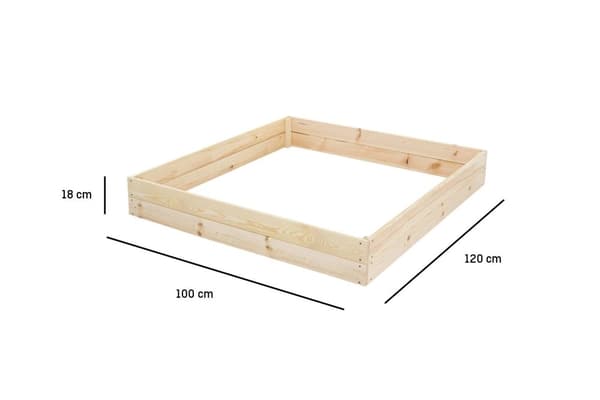 Grøntsagshavekasse - avlskasse - 120x100x18 cm - træ - med jorddug