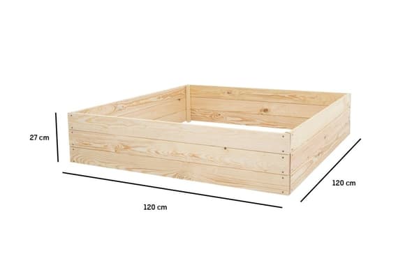 Grönsaksträdgårdslåda - avelslåda - 120x120x27 cm - trä - med markduk