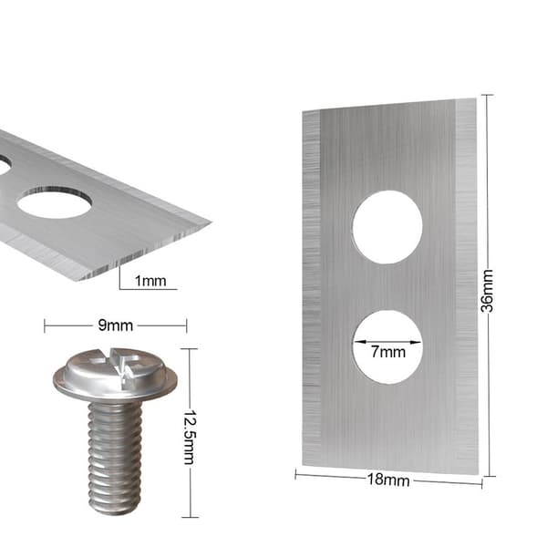 Plæneklipperkniv 18x36mm med 7mm skrue 30-pak