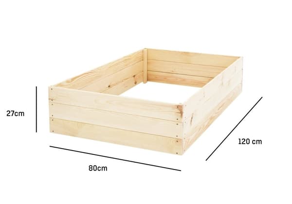 120x80x27 cm Fyrretræs Højbed med Bunddug til Alsidig Havebrug