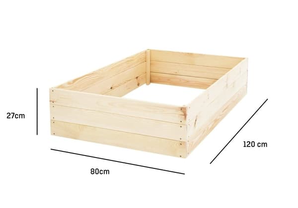 120x80x27 cm Fyrretræs Højbed med Bunddug til Bybalkoner