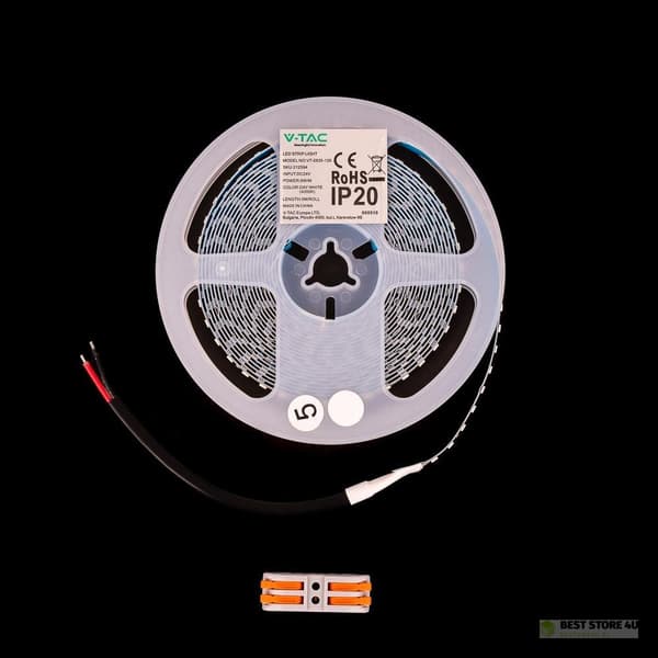 V-TAC SMD2835 LED-remsa 840LED 24V IP20 5mb 12W/m VT-2835 168 4000K 1680lm