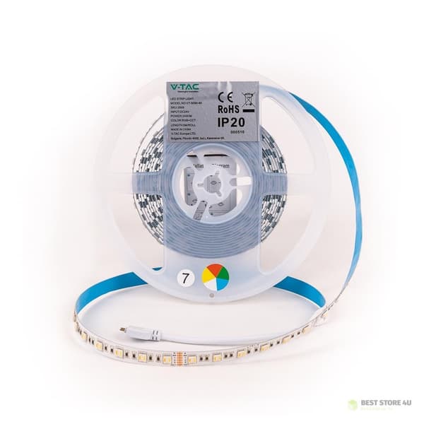 V-TAC SMD5050 LED-nauha 60LED 24V RGB+CCT 5in1 VT-5050 60 1680lm