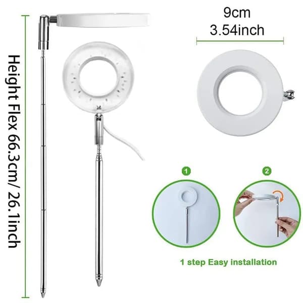 Lollanda Växtlampa / växtbelysning, justerbar höjd, Lampa För Växter med på/av timer (2/4/8 timmar)-lämplig för små växter