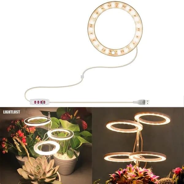 Lollanda USB LED Växtlampa 4000K/ växtbelysning, fullspektrum inomhusväxtlampa - Timer, Justerbar - lämplig för små växter