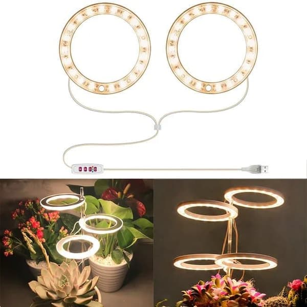 Lollanda USB LED Växtlampa 4000K/ växtbelysning, fullspektrum inomhusväxtlampa - Timer, Justerbar - lämplig för små växter