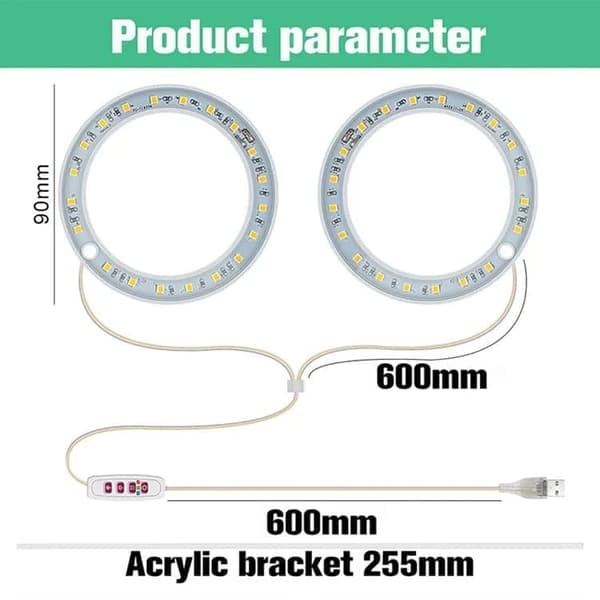 Lollanda USB LED Växtlampa 4000K/ växtbelysning, fullspektrum inomhusväxtlampa - Timer, Justerbar - lämplig för små växter