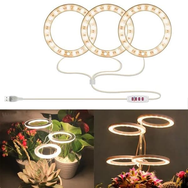 Lollanda USB LED Växtlampa 4000K/ växtbelysning, fullspektrum inomhusväxtlampa - Timer, Justerbar - lämplig för små växter