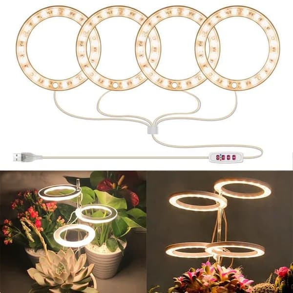 Lollanda USB LED Växtlampa 4000K/ växtbelysning, fullspektrum inomhusväxtlampa - Timer, Justerbar - lämplig för små växter