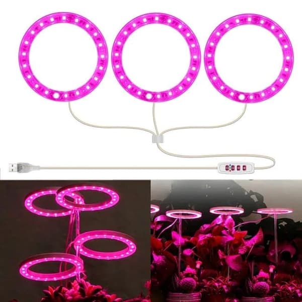 Lollanda USB LED Växtlampa 4000K/ växtbelysning, fullspektrum inomhusväxtlampa - Timer, Justerbar - lämplig för små växter Rosa SZ3