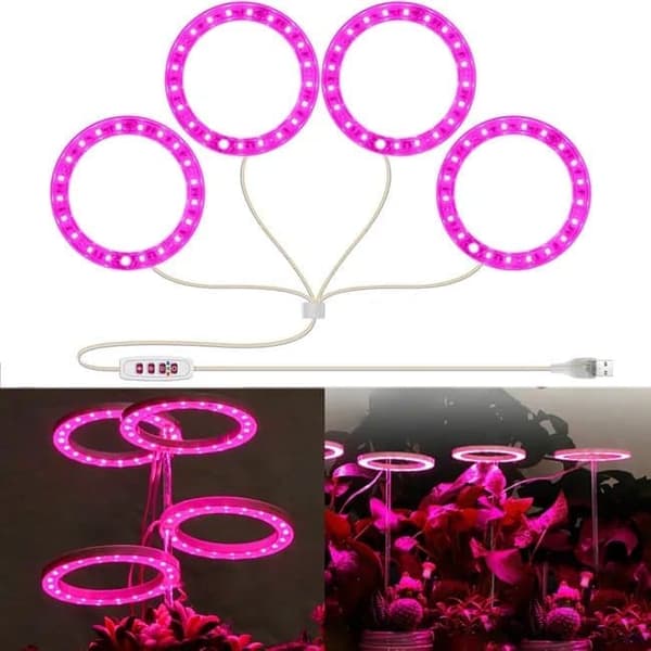 Lollanda USB LED Växtlampa 4000K/ växtbelysning, fullspektrum inomhusväxtlampa - Timer, Justerbar - lämplig för små växter