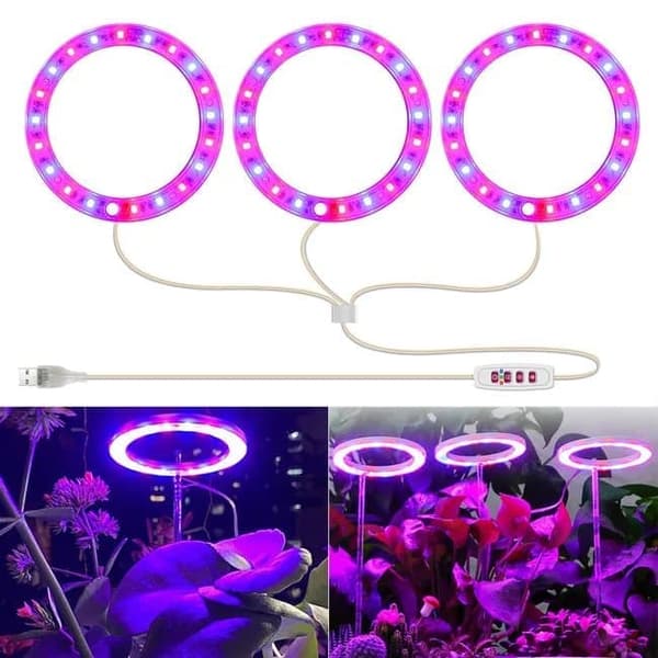 Lollanda USB LED Växtlampa 4000K/ växtbelysning, fullspektrum inomhusväxtlampa - Timer, Justerbar - lämplig för små växter