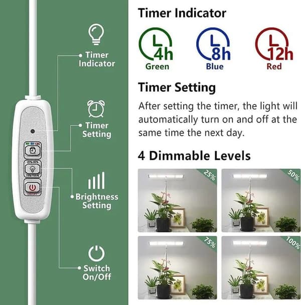 Lollanda Fullspektrum LED Växtlampa 120 LED / växtbelysning – Timer, Justerbar