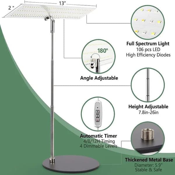 Lollanda Fullspektrum LED Växtlampa 120 LED / växtbelysning – Timer, Justerbar