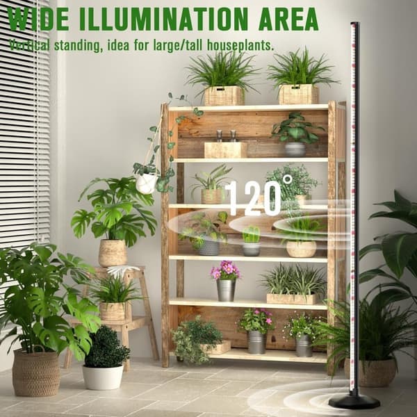 OBOSOE Växtlampa Inomhus 165cm - Fullspektrum LED Växtljus med Timer & 10 Dimningsnivåer - Stående Växtlampa för Växthus med Hängbeslag