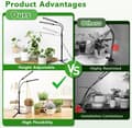 Miniatyrbillede 4 af 7: OBOSOE Double Arm Grow Light - Fuldspektret LED indendørs vækstlys med automatisk tænd/sluk og 5 dæmpningsniveauer - højdejusterbar 25-63cm