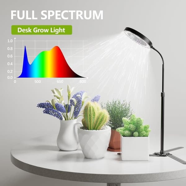 OBOSOE 50W Växtlampa - 6000K Fullspektrum LED Växtljus med Timer 4/8/12h & Höjdjustering - Perfekt för Inomhusväxter