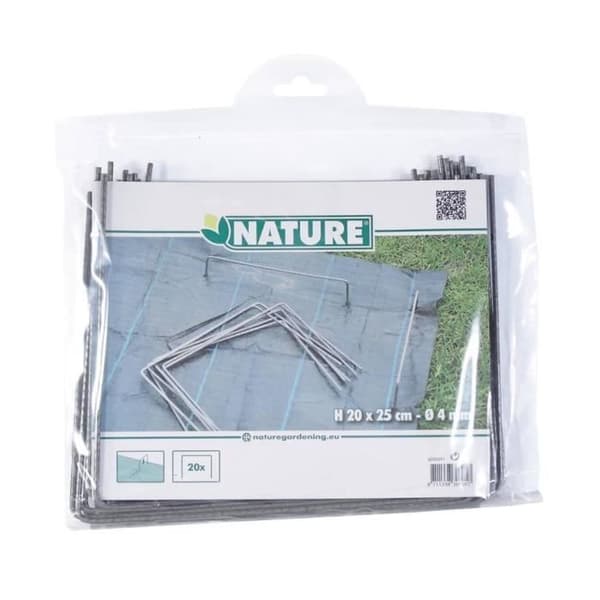 NATUR Uppsättning med 10 metallklämmor för att fästa på marken - Ø 4 mm / H 20 x 25 cm